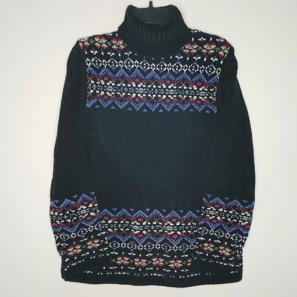 NWOT Designers Originals Studio Turtleneck Sweater Black Chenille 1990s Korea